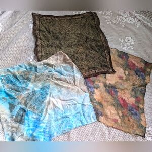 Vintage Silk Square Scarf Handkerchief Bundle